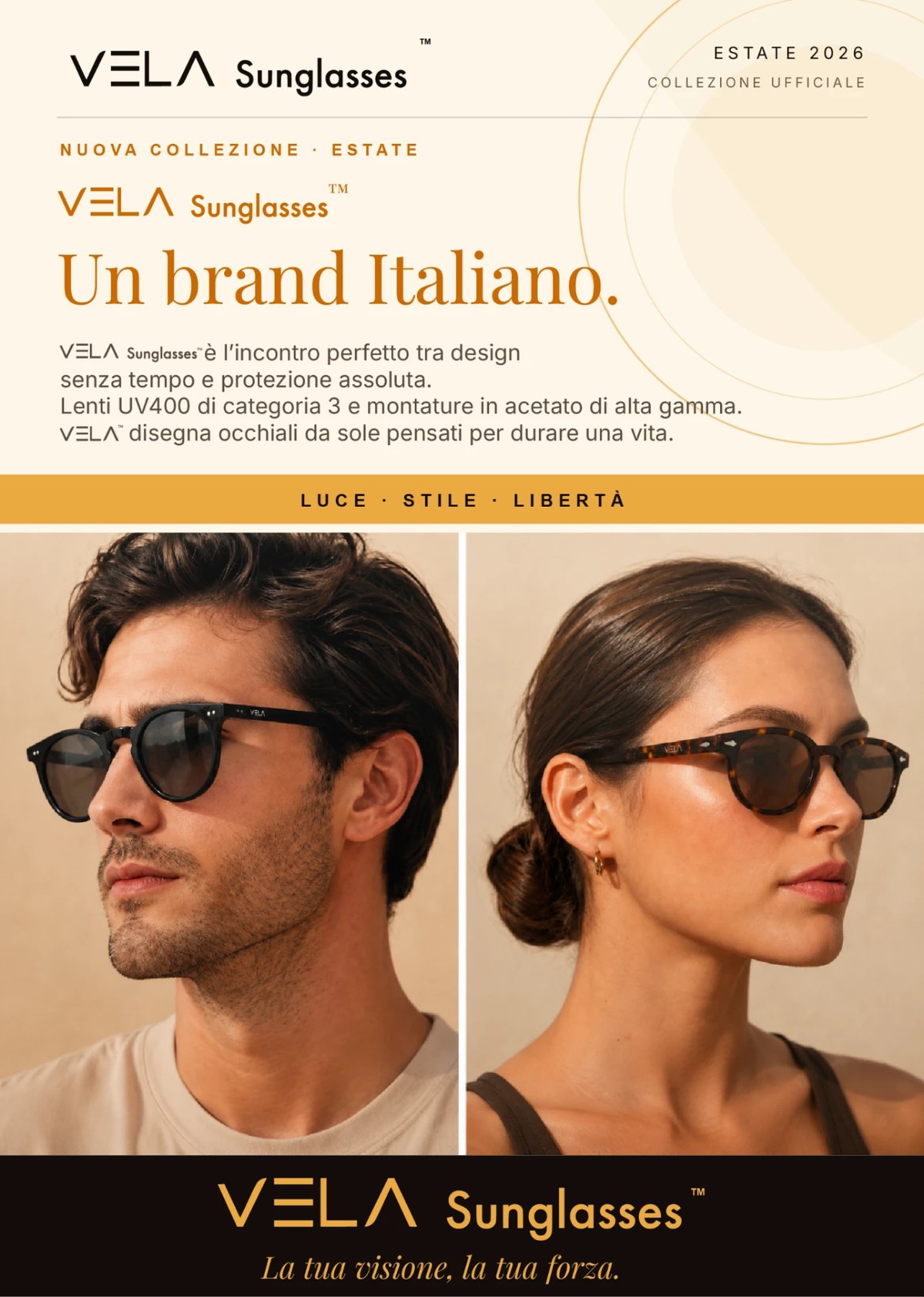 Anteprima del progetto VELA Sunglasses, locandina collezione
